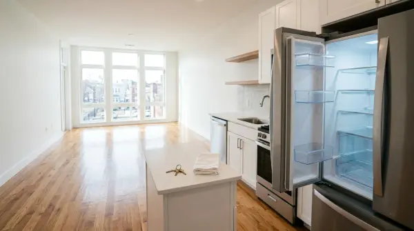 Empty cleaned apartment ready for next tenant move-in inspection