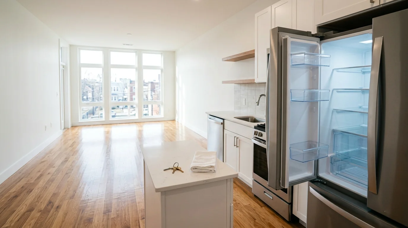 Empty cleaned apartment ready for next tenant move-in inspection