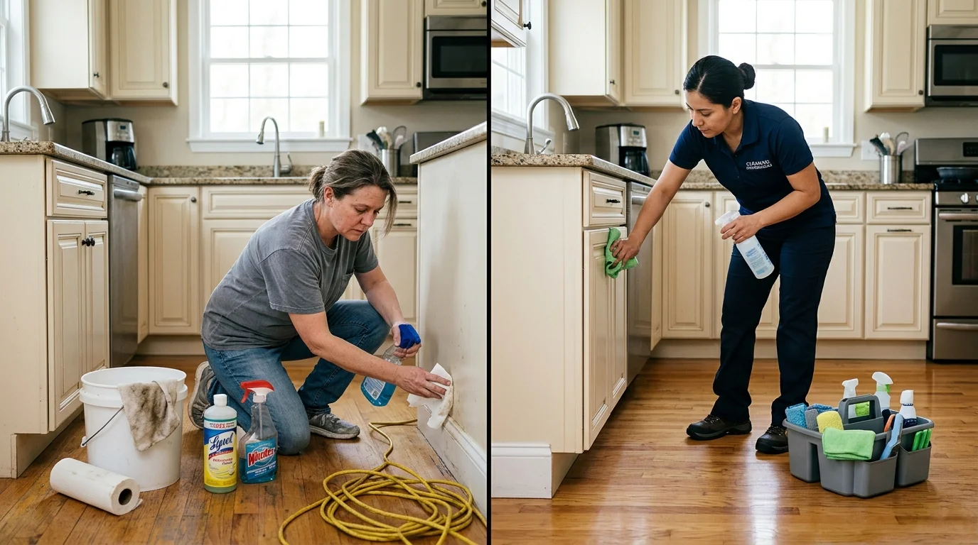 DIY cleaning versus professional cleaning comparison