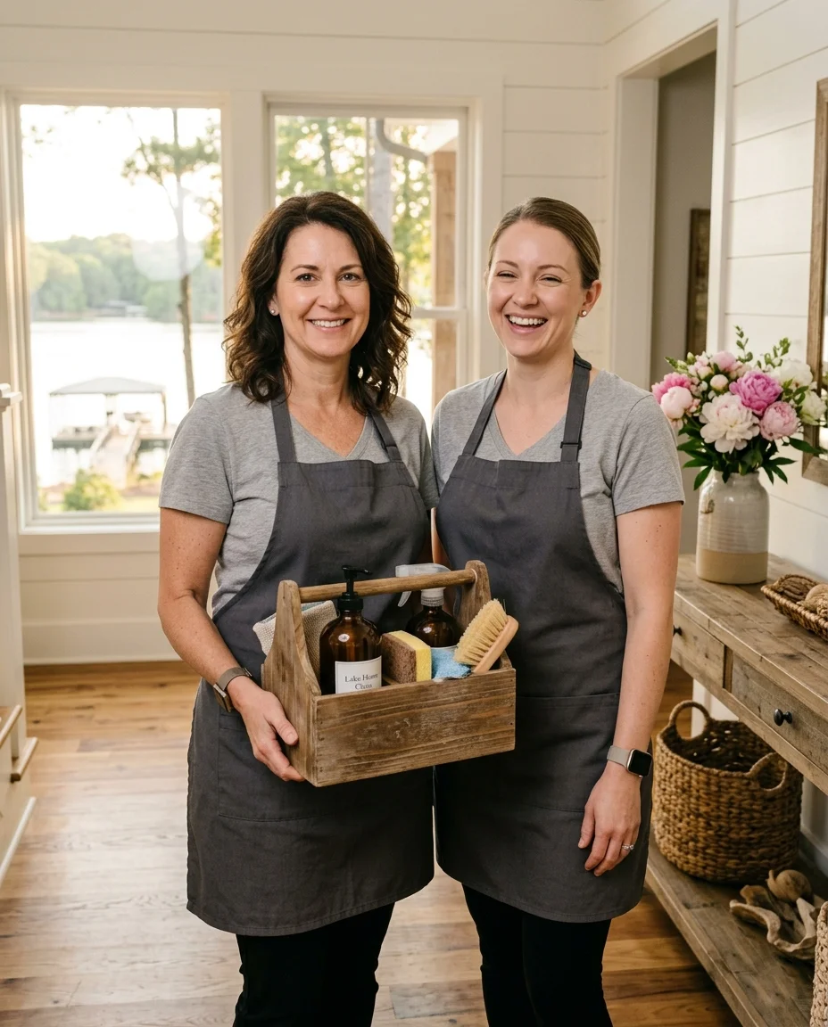 The Lanier Pristine cleaning team in a sunlit Lake Lanier home entryway