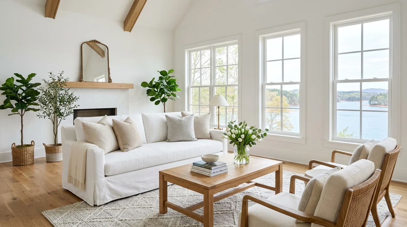 Staged North Georgia living room ready for real estate listing photos