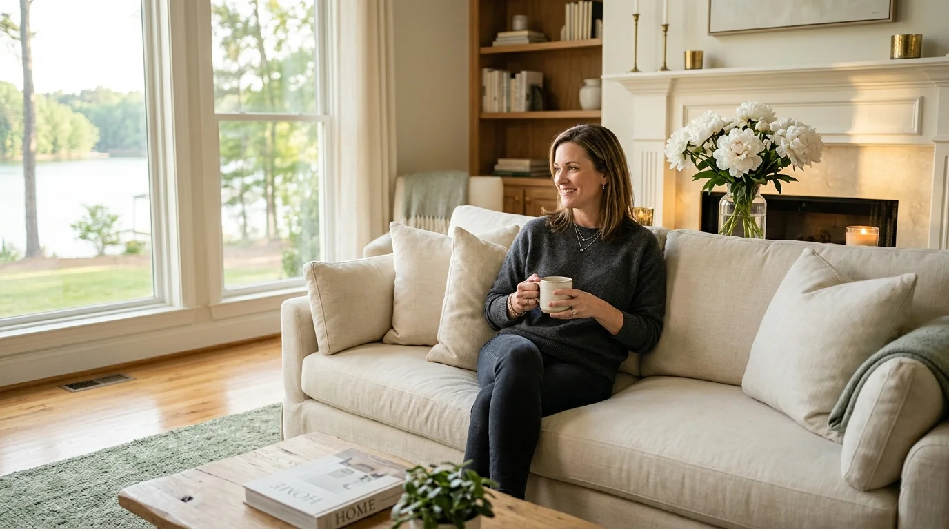 Lake Lanier homeowner enjoying her professionally cleaned home