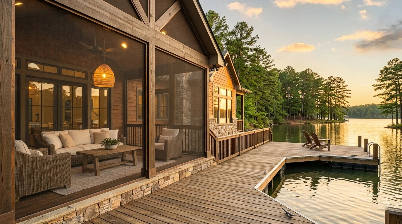 Lake Lanier vacation rental property at golden hour